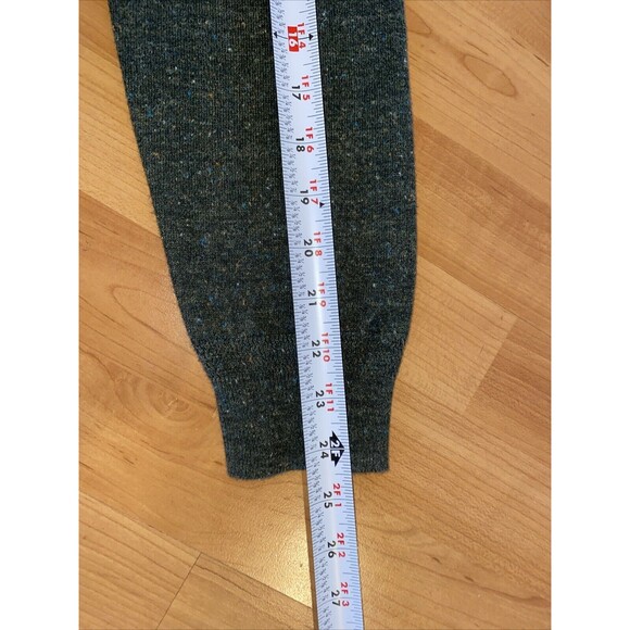 J Crew Henley Sweater Mens medium Heather Green Knit Long Sleeve Crew Neck - Picture 8 of 9